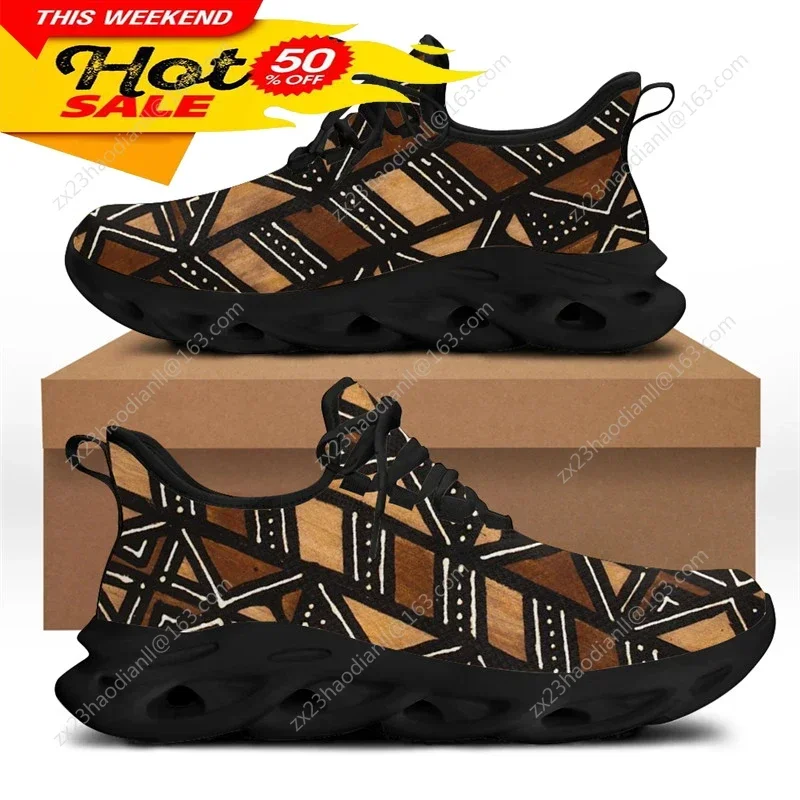 Running Shoes - รองเท้าผ้าใบลายชนเผ่าแอฟริกันสำหรับผู้ชาย รองเท้าวิ่งแฟชั่นใหม่สำหรับผู้ชาย ควบคุมการเคลื่อนไหวได้ดี รองเท้าแบบผูกเชือก