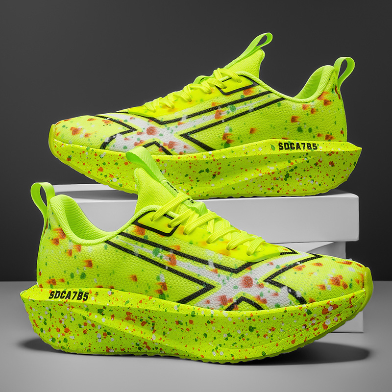 Lightweight Road Running Shoes - รองเท้าวิ่งบนถนนระบายอากาศสำหรับผู้ชาย - พื้นรองเท้าดูดซับแรงกระแทกและทนต่อการสึกหรอ แผ่นรองรับแรงกระแทกแบบอีวา รองเท้าผ้าใบทรงเตี้ยน้ำหนักเบาพร้อมดีไซน์ลายทาง เหมาะสำหรับใส่ในยิม