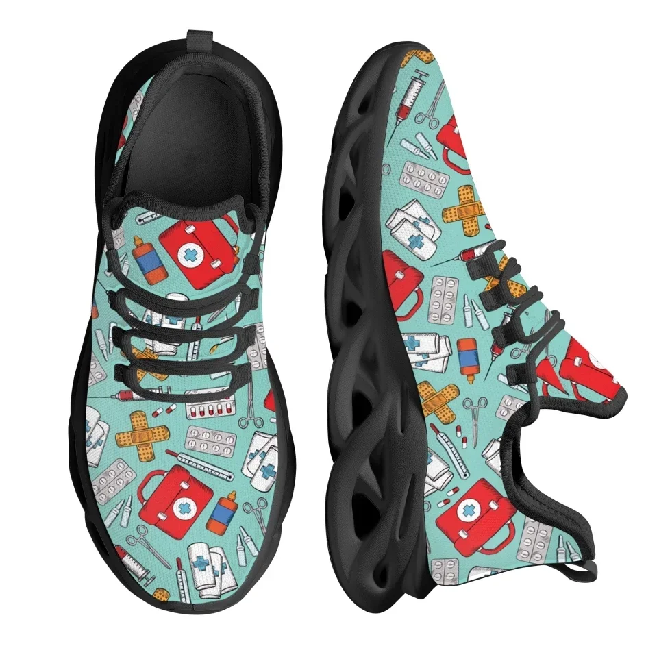 Knit Fabric Lace Up Sneakers - รองเท้าผ้าใบผู้หญิงสำหรับวิ่งกลางแจ้ง ดีไซน์พิเศษสีแดง ผลิตตามสั่ง รองเท้าผ้าตาข่ายน้ำหนักเบา รองเท้าพื้นหนาแบบถัก