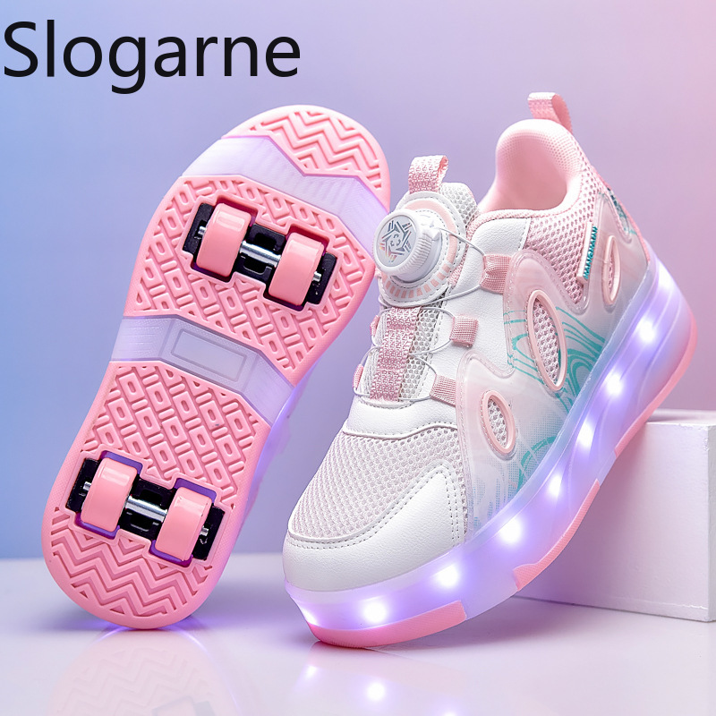 Running Shoes - รองเท้าสเก็ตตาข่ายรุ่นใหม่ปี 2026 สำหรับเด็กผู้หญิง รองเท้าวิ่งหน้าร้อนสำหรับเด็กผู้ชาย รองเท้าผ้าใบมีล้อพร้อมไฟ LED