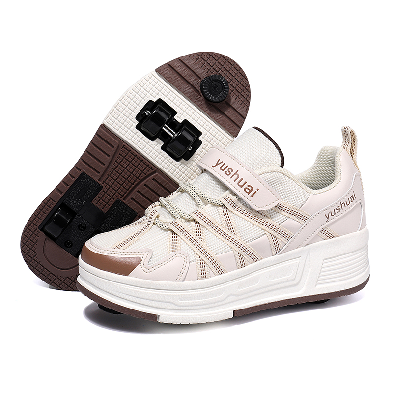 Men'S Shoes - รองเท้าสเก็ตบอร์ดสำหรับนักเรียนแบบสี่ล้อ พร้อมระบบพับเก็บอัตโนมัติ มองไม่เห็นล้อ สามารถเดินได้ เหมาะสำหรับเด็กหญิงและเด็กชาย