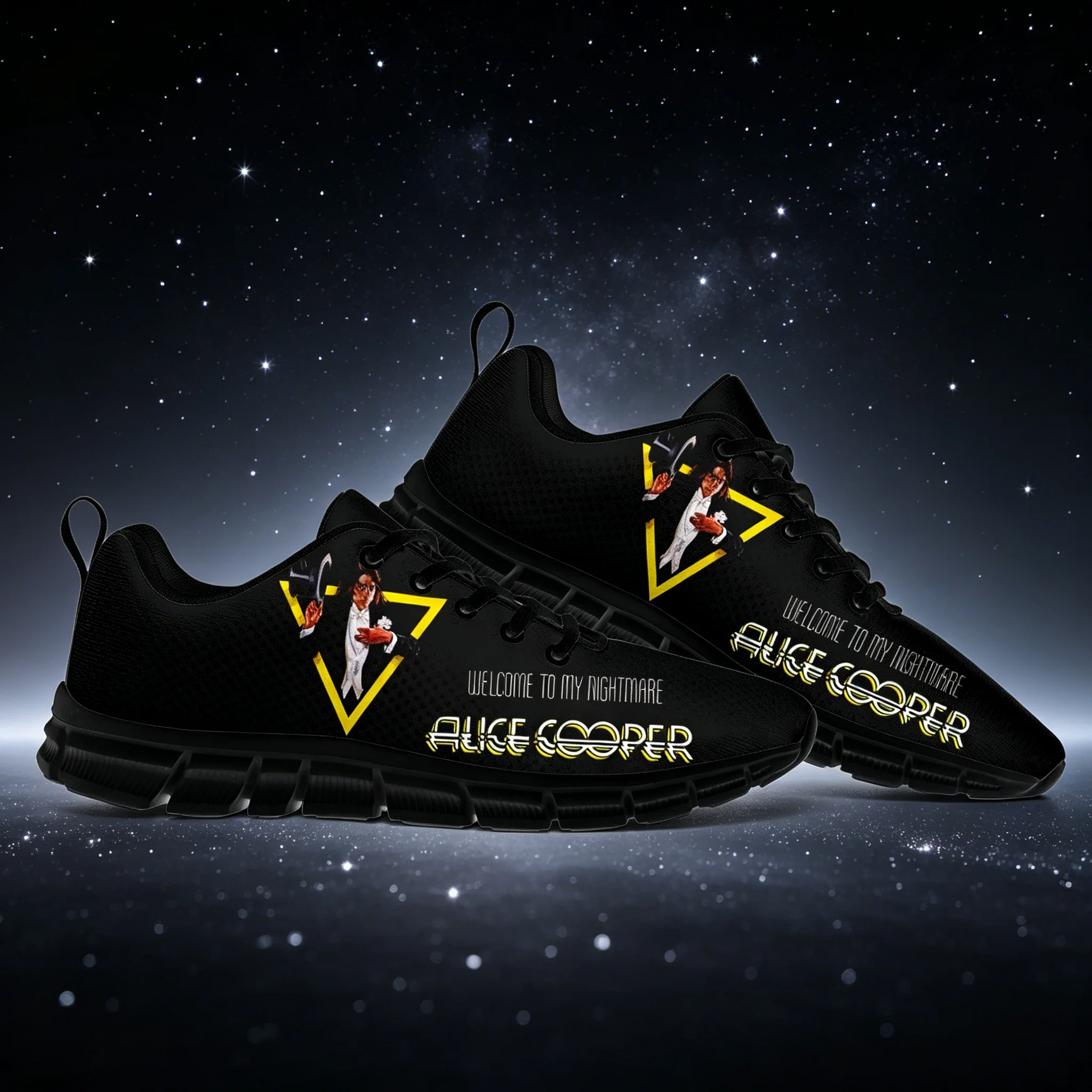 Breathable Mesh Athletic Shoes - รองเท้าวิ่งสำหรับนักกีฬาแบบยูนิเซ็กซ์ Alice Cooper - รองเท้าผ้าใบกีฬาแบบกันลื่นพร้อมดีไซน์หน้าตัวอักษรที่โดดเด่น ระบายอากาศได้ดี