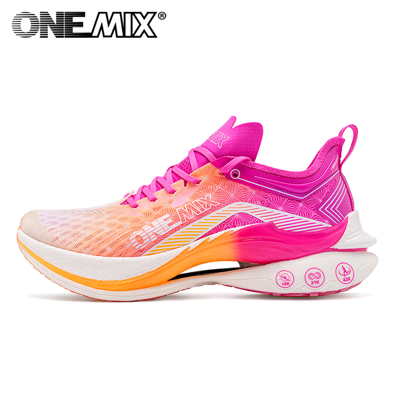 Reflective Night Running Shoes - ONEMIX รองเท้าวิ่งผู้หญิงแผ่นคาร์บอน รองรับแรงกระแทก ระบายอากาศได้ดี ทนทาน ยืดหยุ่น