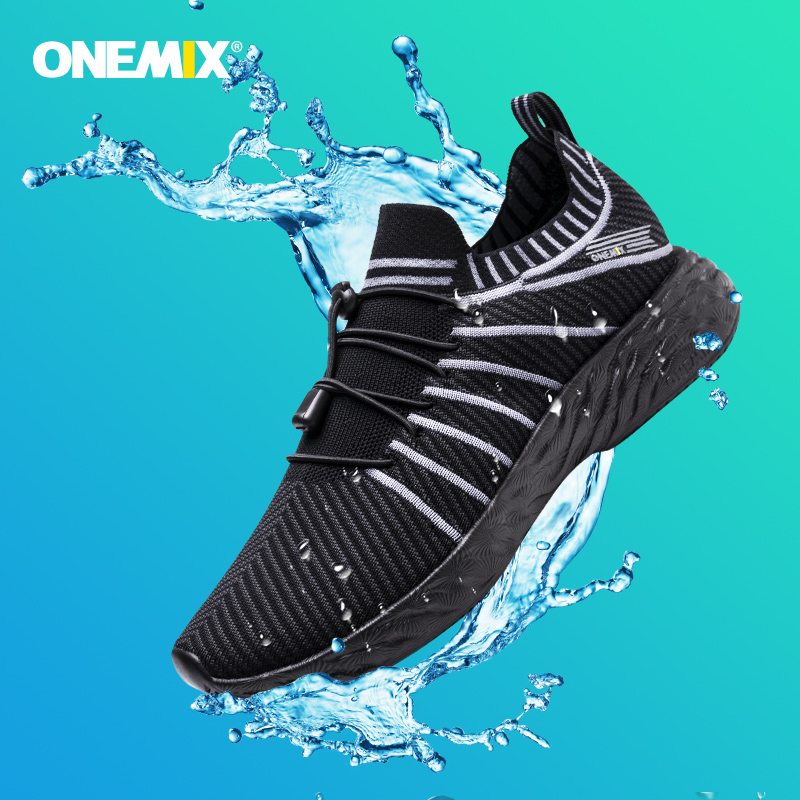 Waterproof Goretex Running Shoes - ONEMIX กันน้ํารองเท้าวิ่งสีดําสําหรับชาย Breathable การฝึกอบรมรองเท้าผ้าใบชายกลางแจ้ง Anti-SLIP ฤดูร้อน