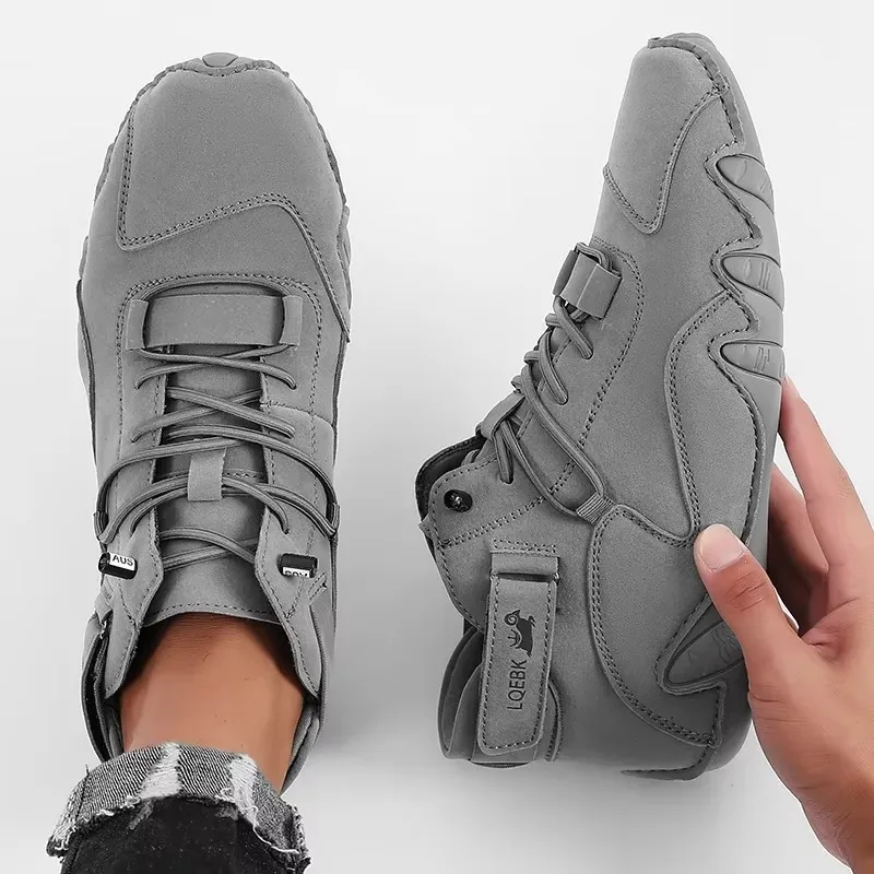 Waterproof Goretex Running Shoes - ผู้ชายรองเท้าออกแบบหนังใหม่น้ําหนักเบาง่ายสบายBreathableเหมาะสําหรับขี่จักรยานกลางแจ้งเดินแบนBottomedรองเท้า