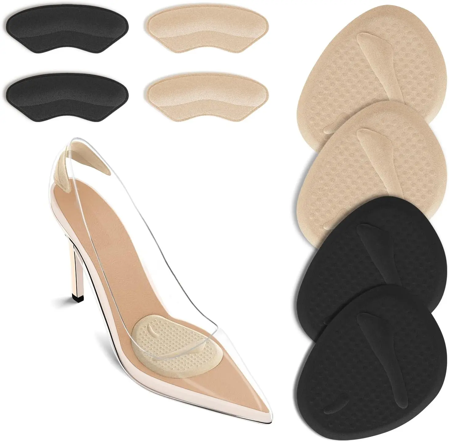 Heels - แผ่นรองส้นเท้า 2 ชุด, แผ่นรองฝ่าเท้า, แผ่นรองกระดูกฝ่าเท้า, แผ่นรองรองเท้าสำหรับผู้หญิง,