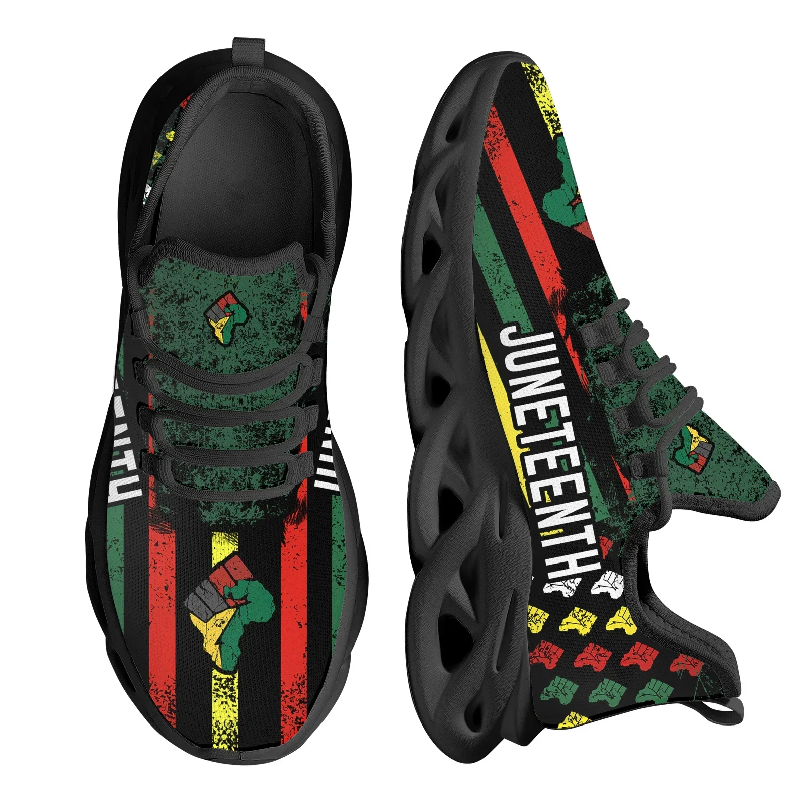 Breathable Mesh Athletic Shoes - รองเท้าผ้าใบตาข่ายพิมพ์ลาย Juneteenth Peace and Love รองเท้าเดินน้ำหนักเบา