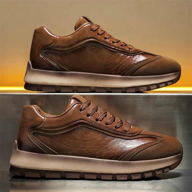 Waterproof Goretex Running Shoes - รองเท้าผ้าใบผู้ชายสุดหรูทุกฤดูกาลรองเท้าหนังลำลองรองเท้ากีฬาแฟชั่นสไตล์เกาหลีรองเท้าวิ่งสำหรับผู้ชายรองเท้ากีฬากันลื่น