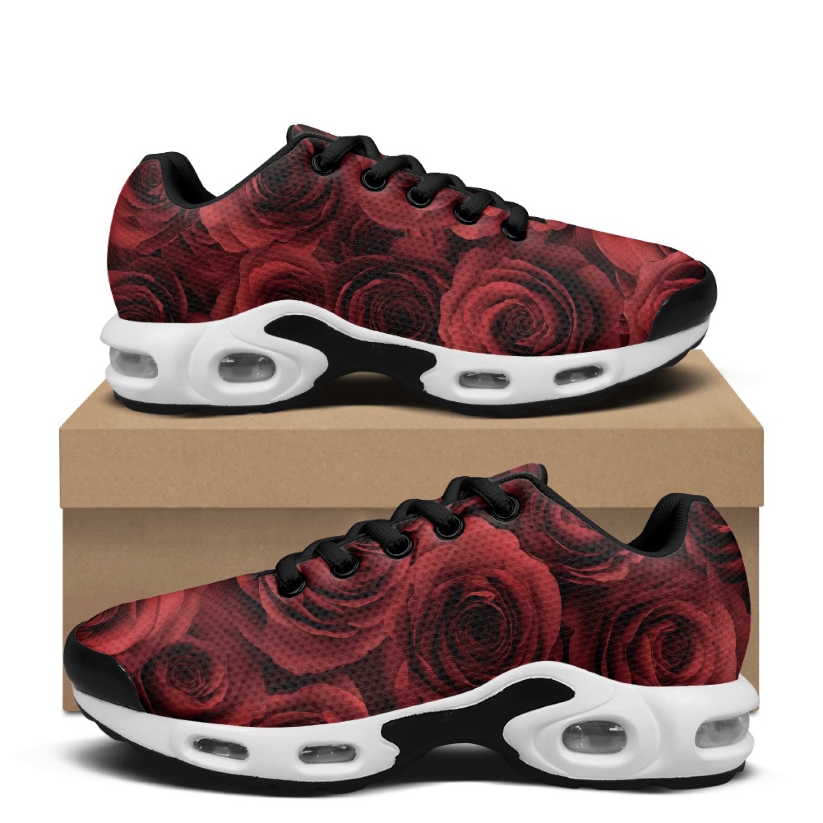 Air Cushion Jogger Shoes Men - PENSTROLL รองเท้าผ้าใบกีฬาแบบตาข่ายสีแดงล้วนสำหรับผู้ชาย รองเท้าผ้าใบตาข่ายสำหรับผู้ชาย รองเท้าผ้าใบสำหรับเดิน