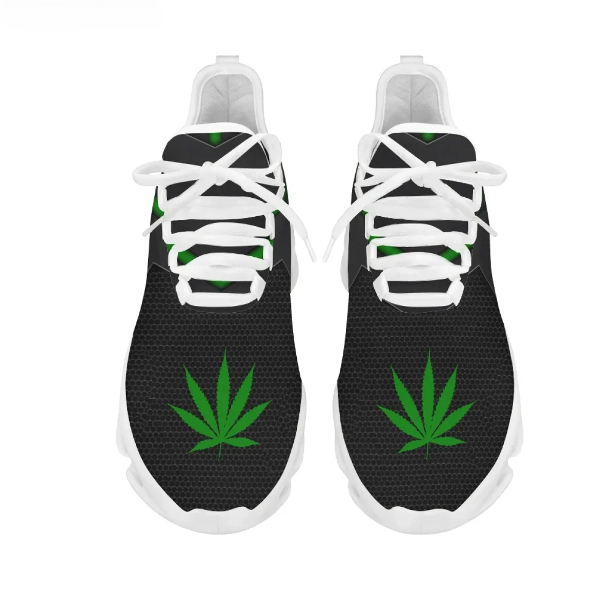รองเท้าผ้าใบพิมพ์ลายใบกัญชาสีเ - Breathable Mesh Athletic Shoes บทวิจารณ์และราคา