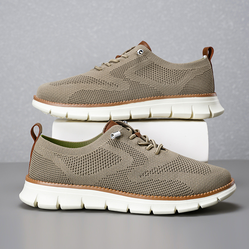 รองเท้าโลฟเฟอร์ผ้าถักระบายอากา - Knit Fabric Lace Up Sneakers บทวิจารณ์และราคา