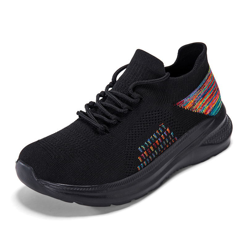 รองเท้าผ้าใบตาข่ายระบายอากาศสำ - Knit Fabric Lace Up Sneakers บทวิจารณ์และราคา