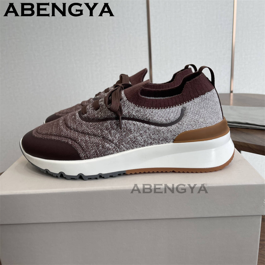 รองเท้าโลฟเฟอร์ถักหลากสีสำหรับ - Knit Fabric Lace Up Sneakers บทวิจารณ์และราคา