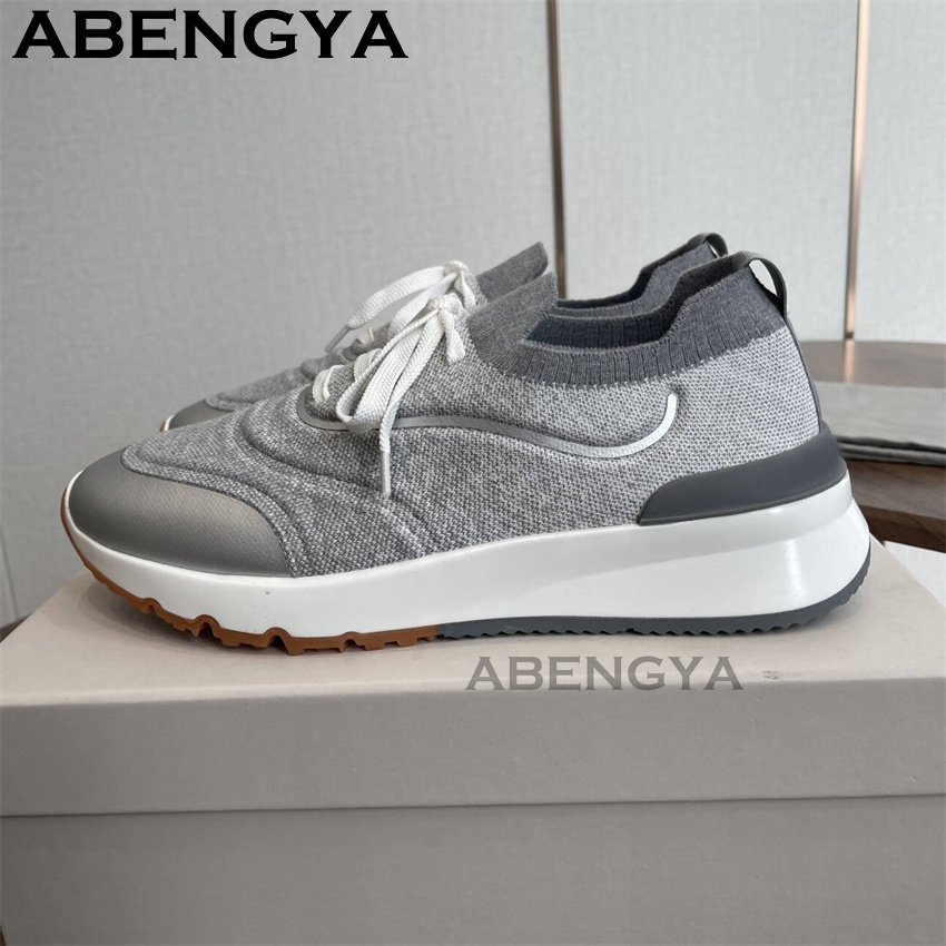 รองเท้าโลฟเฟอร์ถักหลากสีสำหรับ - Knit Fabric Lace Up Sneakers บทวิจารณ์และราคา